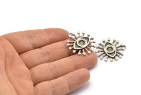 Silver Eye Charm, Antique Silver Plated Brass Eye Charms With 1 Loop, Pendants (28x26x2mm) N1371
