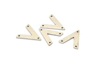 Silver V Shape, 12 Antique Silver Plated Brass V Shaped Charms With 3 Holes (19x18x1mm) M01124 H1277