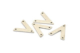 Silver V Shape, 12 Antique Silver Plated Brass V Shaped Charms With 3 Holes (19x18x1mm) M01124 H1277