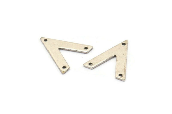 Silver V Shape, 12 Antique Silver Plated Brass V Shaped Charms With 3 Holes (19x18x1mm) M01124 H1277