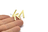 Brass Earring, 10 Raw Brass V Shaped Stud Earrings (19x15x1mm) M01212 A2272