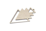 Silver Triangle Charm, 2 Antique Silver Plated Brass Tree Charms With 1 Loop (49x33x1mm) M01229