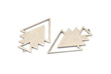 Silver Triangle Charm, 2 Antique Silver Plated Brass Tree Charms With 1 Loop (49x33x1mm) M01229