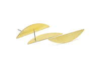 Semi Circle Earring, 4 Raw Brass Half Moon Stud Earrings (37x8x0.70mm) M881 A2271