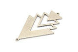 Silver Triangle Charm, 2 Antique Silver Plated Brass Tree Charms With 2 Loops (51x33x1mm) M01221 H1320