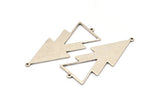 Silver Triangle Charm, 4 Antique Silver Plated Brass Triangle Charms With 2 Loops (51x21x1mm) M01116 H1663
