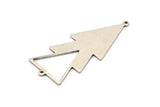 Silver Triangle Charm, 4 Antique Silver Plated Brass Triangle Charms With 2 Loops (51x21x1mm) M01116 H1663
