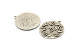 Silver Moon Charm, Antique Silver Plated Brass Crescent Moon Charm With 1 Loop (30x26mm) N1141