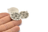 Silver Moon Charm, Antique Silver Plated Brass Crescent Moon Charm With 1 Loop (30x26mm) N1141