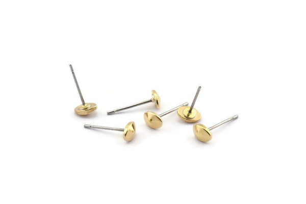 Brass Oval Earring, 12 Raw Brass Oval Stud Earrings (6x1.5mm) D1439 A1817