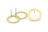 Brass Circle Earring, 12 Raw Brass Circle Stud Earrings (22x0.45mm) A1351 A1802