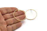 Brass Circle Earring, 10 Raw Brass Circle Stud Earrings (35x1x1mm) Bs 1087 A1757