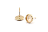Gold Earring Post, 12 Gold Plated Brass Iron Earring Posts With 8mm Pad, Ear Studs BS 1269