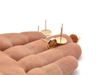 Gold Earring Post, 12 Gold Plated Brass Iron Earring Posts With 8mm Pad, Ear Studs BS 1269