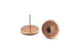 Rose Gold Earring Post, 10 Iron Earring Posts With Rose Gold Plated Brass 12mm Pad, Ear Studs Bs-1271