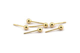 Gold Ball Earring, 10 Gold Plated Brass Ball Stud Earrings, Stainless Steel Earring Posts 4mm Ear Studs Bs 1070--n0556