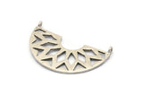 Silver Pendant, 2 Antique Silver Plated Brass Semi Circle Pendants With 2 Loops (37x23x14x1mm) N0281