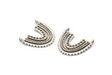 Silver Charm, 2 Antique Silver Plated Brass, Silver Pendants, Charm Pendants, Silver U Shape Charms With 2 Loops (24x22x1.2mm) N1449 H1331