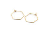 Gold Hexagon Earring, 12 Gold Plated Brass Wire Hexagon Earring Charms, Pendants, Findings (20x0.7mm) E320
