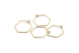Gold Hexagon Earring, 12 Gold Plated Brass Wire Hexagon Earring Charms, Pendants, Findings (20x0.7mm) E320