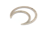 Silver Moon Charm, 4 Textured Antique Silver Plated Brass Crescent Moon Charms With 1 Hole, Pendants (42x16x0.80mm) M176 H1295