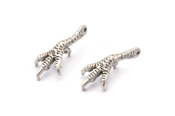 Eagle Paw Pendant, Antique Silver Plated Brass Wild Animal Eagle Claw Charm (34x15mm) N0153