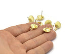 Brass Shell Earring, 2 Raw Brass Sea Shell Stud Earrings With 1 Loop (16x12mm) N0904 A2302
