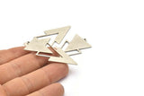 Silver Triangle Charm, 4 Antique Silver Plated Brass Triangle Charms With 1 Loop (49x21x1mm) M01111 H1269
