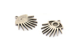 Silver Eye Charm, 2 Antique Silver Plated Brass Eye Charms With 1 Loop, Pendants (24x22x2mm) N1459