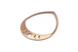 Rose Gold Drop Blank, 2 Rose Gold Plated Brass Moon Phases Blanks, Findings (45x36x0.80mm) M1006