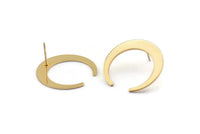 Altın Ay Küpe, 2 Altın Kaplama Pirinç Hilal Ay Küpe (28,5x27,5x5x1 mm) E014 A1281 Q1045