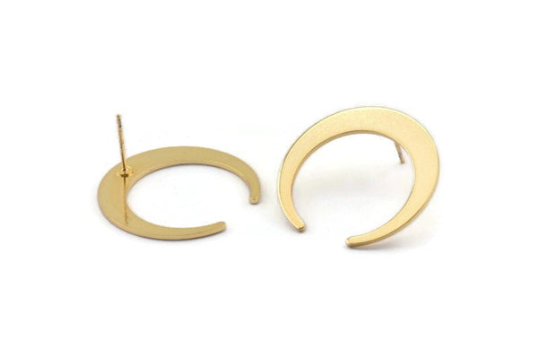 Altın Ay Küpe, 2 Altın Kaplama Pirinç Hilal Ay Küpe (28,5x27,5x5x1 mm) E014 A1281 Q1045
