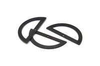Yarım Daire Charm, 1 Delikli 4 Oksitlenmiş Siyah Pirinç Yarım Ay Charm, Boşluklar, Damgalama Boşlukları (38x17x0,80 mm) M516