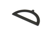 Yarım Daire Charm, 1 Döngülü 4 Oksitlenmiş Siyah Pirinç Yarım Ay Charm, Boşluklar, Damgalama Boşlukları (38x20x0,80 mm) M502