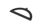 Yarım Daire Charm, 1 Döngülü 4 Oksitlenmiş Siyah Pirinç Yarım Ay Charm, Boşluklar, Damgalama Boşlukları (38x20x0,80 mm) M502
