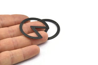 Black Circle Charm, 4 Oxidized Black Brass Pizza Slice Pendants With 1 Hole, Findings (37x34x0.80mm) M368