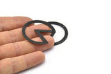 Black Circle Charm, 4 Oxidized Black Brass Pizza Slice Pendants With 1 Hole, Findings (37x34x0.80mm) M368