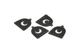 Black Moon Charm, 12 Oxidized Black Brass D Shape Charms With 1 Loop And 5 Holes (18x17x0.50mm) M295 H1673
