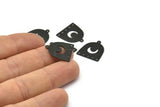Black Moon Charm, 12 Oxidized Black Brass D Shape Charms With 1 Loop And 5 Holes (18x17x0.50mm) M295 H1673