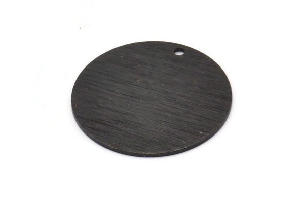 Siyah Yuvarlak Charm, 1 Delikli 4 Dokulu Oksitlenmiş Siyah Pirinç Yuvarlak Etiket (25x0,80 mm) A1881