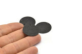 Black Round Charm, 4 Textured Oxidized Black Brass Round Tags With 1 Hole (25x0.80mm) A1881