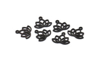 Lotus Flower Charm, 10 Oxidized Black Brass Lotus Flower Charms With 1 Loop (14x16mm) N0869