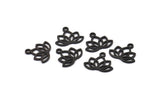 Lotus Flower Charm, 10 Oxidized Black Brass Lotus Flower Charms With 1 Loop (14x16mm) N0869