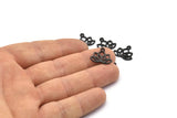 Lotus Flower Charm, 10 Oxidized Black Brass Lotus Flower Charms With 1 Loop (14x16mm) N0869
