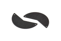 Siyah Ay Tılsımı, 2 Delikli 6 Dokulu Oksitlenmiş Siyah Pirinç Ay Tılsımı, Boşluklar (31x11x0,80 mm) M200