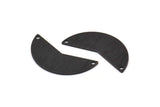 Siyah Ay Tılsımı, 2 Delikli 6 Dokulu Oksitlenmiş Siyah Pirinç Ay Tılsımı, Boşluklar (31x11x0,80 mm) M200