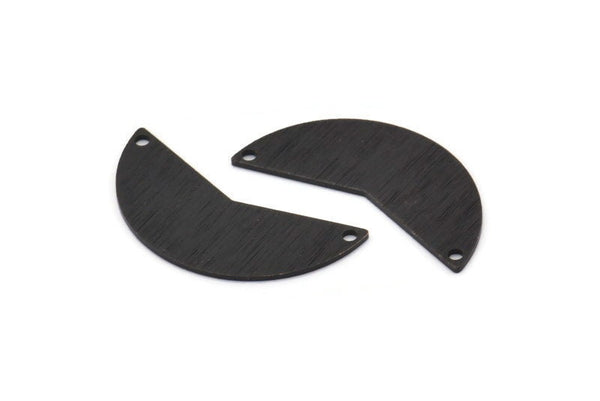 Siyah Ay Tılsımı, 2 Delikli 6 Dokulu Oksitlenmiş Siyah Pirinç Ay Tılsımı, Boşluklar (31x11x0,80 mm) M200