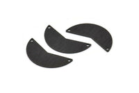 Siyah Ay Tılsımı, 2 Delikli 6 Dokulu Oksitlenmiş Siyah Pirinç Ay Tılsımı, Boşluklar (31x11x0,80 mm) M200