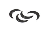 Black Moon Charm, 12 Oxidized Black Brass Crescent Moon Charms With 2 Holes (22x5x0.80mm) M01190 H0841