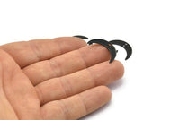 Black Moon Charm, 12 Oxidized Black Brass Crescent Moon Charms With 2 Holes (22x5x0.80mm) M01190 H0841